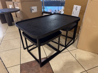 Set van 3 salontafels, zwart liquid metal